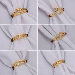 Set of 6 Women Gold-Plated American Diamond-Studded Rings-15