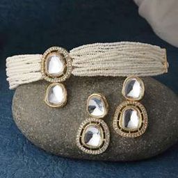 Women Gold-Plated Cubic Zirconia-Studded Necklace & Earrings Set-52