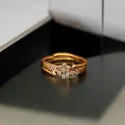 Women Brass Diamond Gold Plated Ring    -37