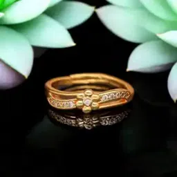 Women Brass Diamond Gold Plated Ring    -image-82