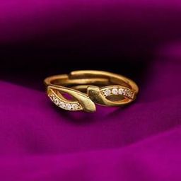 Women Brass Diamond Gold Plated Ring    -image-77