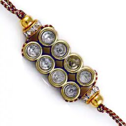 AD Studded Rakhi with Roli & Card-image-7