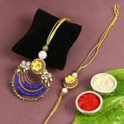 Set of 2 Handcrafted Bhaiya-Bhabhi Rakhis with Tilak & Card-21
