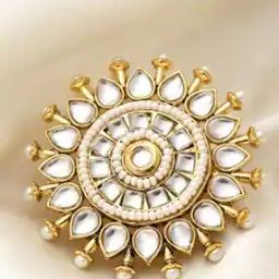 Women Gold-Plated Kundan-Studded Beaded Ring-image-6
