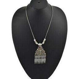 Women Oxidized Silver-Plated Short Necklace-image-1