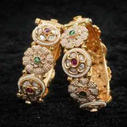 Set of 2 Women Gold-Plated Stone-Studded Broad Bangles-image-27