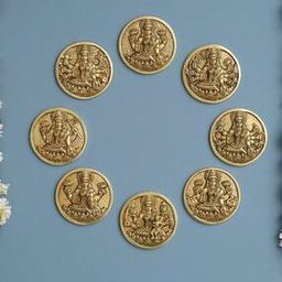 Set of 8 Round Shape Brass Astha Lakshmi Wall Hangings-14