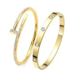 Set of 2 Gold-Plated Cuff Bracelets-image-78