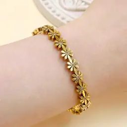Women Stone-Studded Floral Cuff Bracelet-image-45