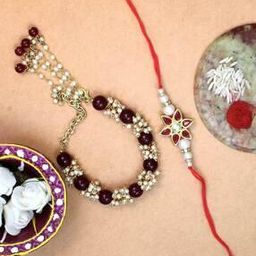 Set of 2 Gold-Plated Tie-Up Rakhis with Roli Chawal-32