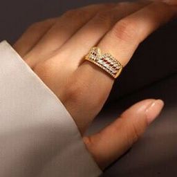 Gold-Plated Stone-Studded Finger Ring-image-1