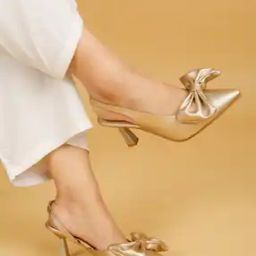 Women Pointed-Toe Heeled Pumps with Bow Applique-16