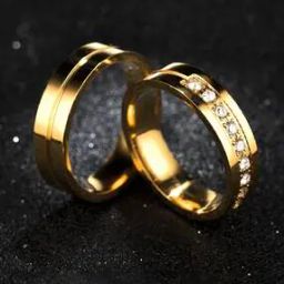 Gold-Plated Stainless Steel Couple Band Rings-image-6