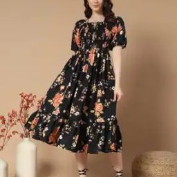 Women Abstract Fit and Flare Dress-image-30