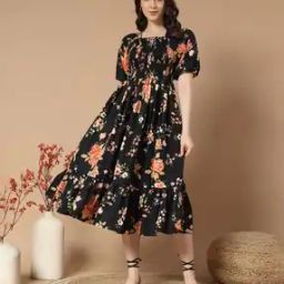 Women Abstract Fit and Flare Dress-image-3