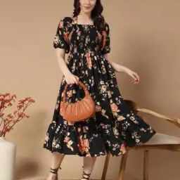 Women Floral Print Fit and Flare Dress-image-38