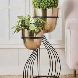 Set of 2 Metal Planters with Stand-36
