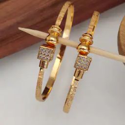 Pack of 2 Women Gold-Plated Stone-Studded Bangles-11