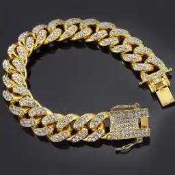 Gold-Plated Crystal-Studded Curb Chain Bracelet-10
