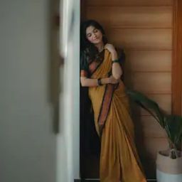 Women Kanjeevaram Silk Saree with Contrast Border-image-41