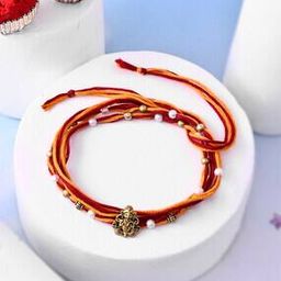 Men Ganesha Pearl & Beaded Tie-Up Rakhi-image-17