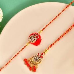 Set of 2 Stone-Studded Bhaiya & Bhabi Tie-Up Rakhis-image-85