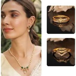 Women Stone-Studded Necklace & Earrings Set-image-92