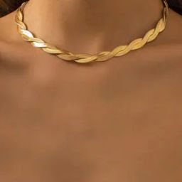 NSSK78-Interwoven Snake Chain Choker Necklace-20