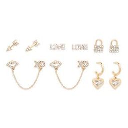 Pack of 5 Women Gold-Plated Stone-Studded Earring-0
