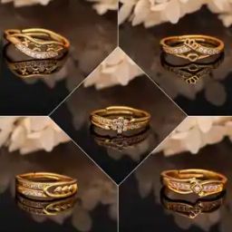 Pack of 5 Women Gold-Plated Adjustable Rings-image-45