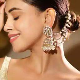 Women Gold-Plated Zirconia-Studded Jhumka Earrings-image-66