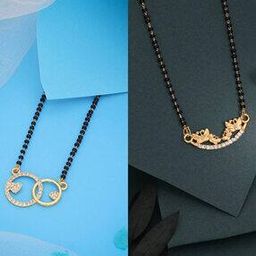 Women Set of 2 Gold-Plated Stone-Studded Mangalsutras-image-18