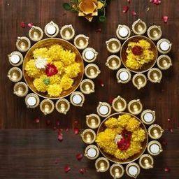 Set of 3 Gold-Plated Diya Urlis-26