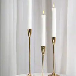 Set of 3 Gold-Plated Metal Taper Candle Holders-image-79