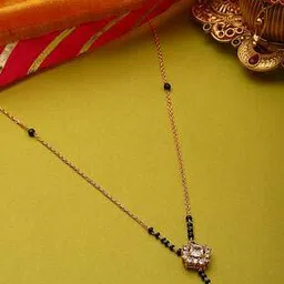 Gold-Plated Stone-Studded Pearl-Beaded Mangalsutra-image-21
