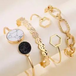 Set of 4 Gold-Plated Stone-Studded Bracelets-12