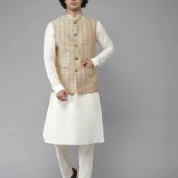 Men Geometric Woven Slim Fit Nehru Jacket-image-48