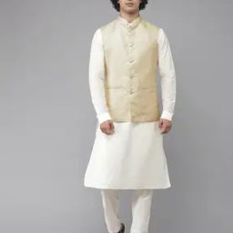 Men Floral Woven Slim Fit Nehru Jacket-image-86