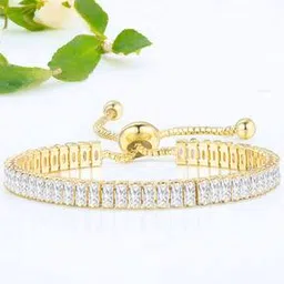 jewels galaxy Women Gold-Plated American Diamond-Studded Link Bracelet-picture-37