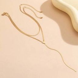 Women Gold-Plated Layered Necklace-image-9