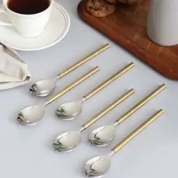 vareesha Set of 6 Gold Hammered Cutlery Set-picture-46