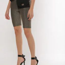 Textured Shimmery High-Rise Shorts-picture-41