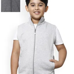 IndiWeaves Boys Pack Of 2 Fleece Lightweight Open Front Jackets-image-18
