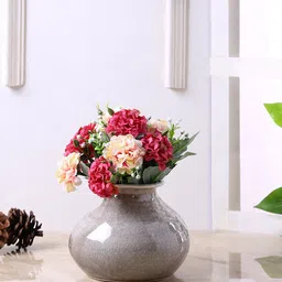 TAYHAA Brown Textured Ceramic  Flower Vase With Crackling Metallic Look-image-79