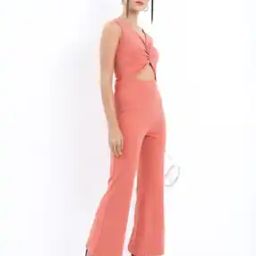 V-Neck Jumpsuit with Cutout-image-47