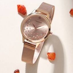 Rose Dial Analogue Fashion Watch with Mesh Strap For Women-image-47