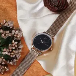 Rose Dial Analogue Fashion Watch with Steel Strap For Women-3
