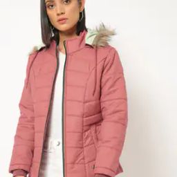 Quilted Zip-Front Hooded Jacket with Insert Pockets-image-104