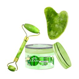 Lilium Aloe Vera Face & Body Massage Cream & Double Side Face Roller -250gm-23