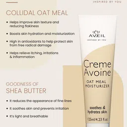 AVEIL Creme Avoine Oat Meal Moisturizer with Shea Butter - 125 ml image 3